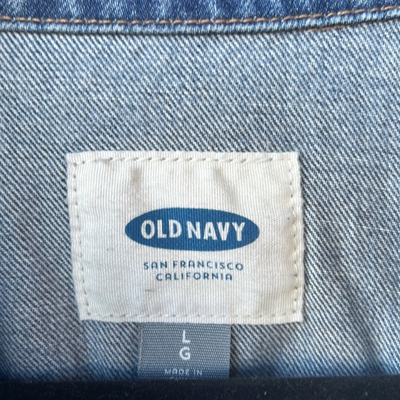Old Navy Distressed Blue Denim Jean Jacket - Picture 9 of 11
